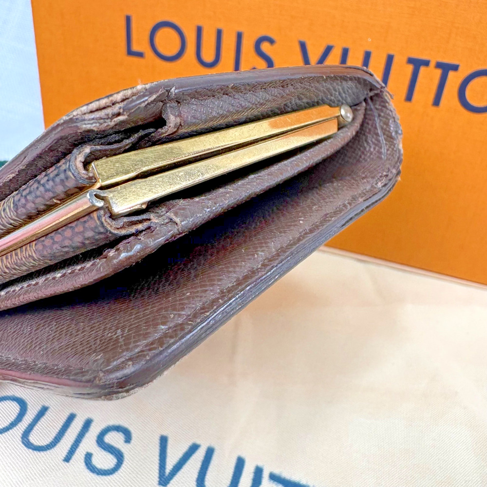 Louis Vuitton LV Damier Ebene Portefeuille Viennois French Kisslock Wallet Brown - Picture 7 of 16